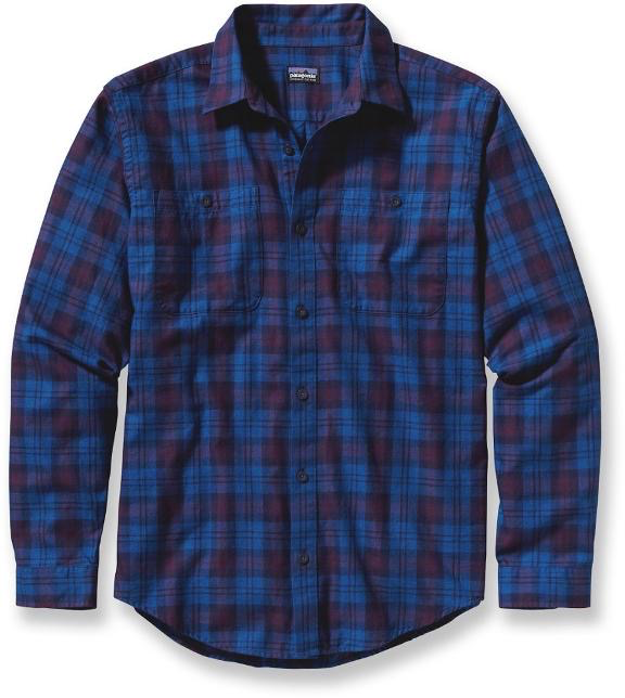 Patagonia M's L/S Pima Cotton Shirt - Haircutter: Andes Blue - Medium